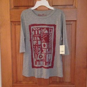 NWOT Lucky Brand Gray Tee with Red print